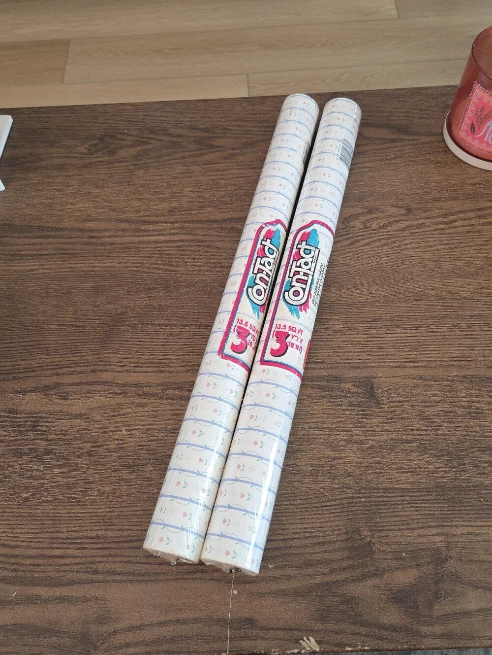 Vintage Country Blue Pink Hearts Single Roll Shelf Paper / Contacr Paper